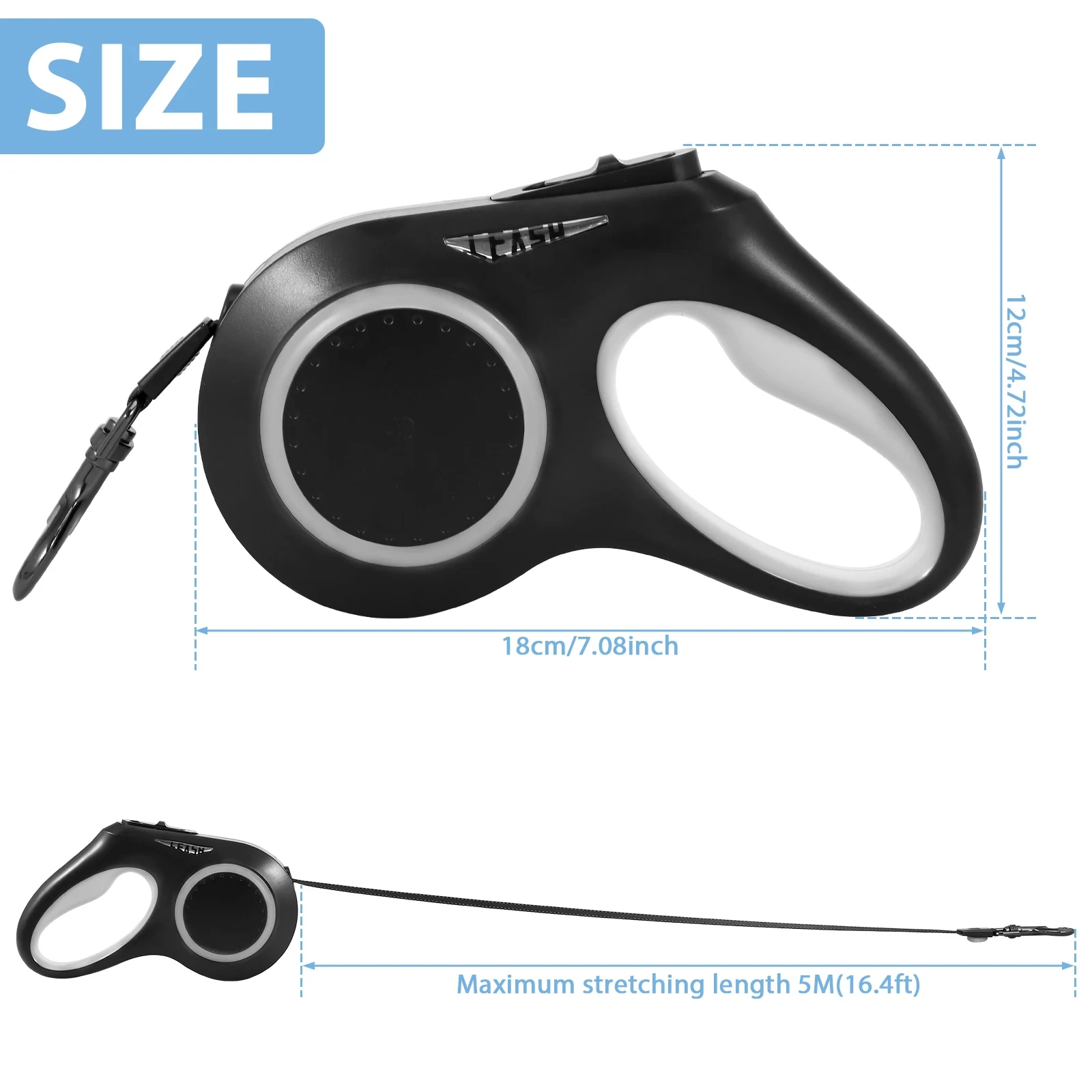 3/8m LED Flashlight Dog Leash Automatic Retractable Pet Luminous Straps Puppy Walking Night Outdoor Walking Non-Slip Handle