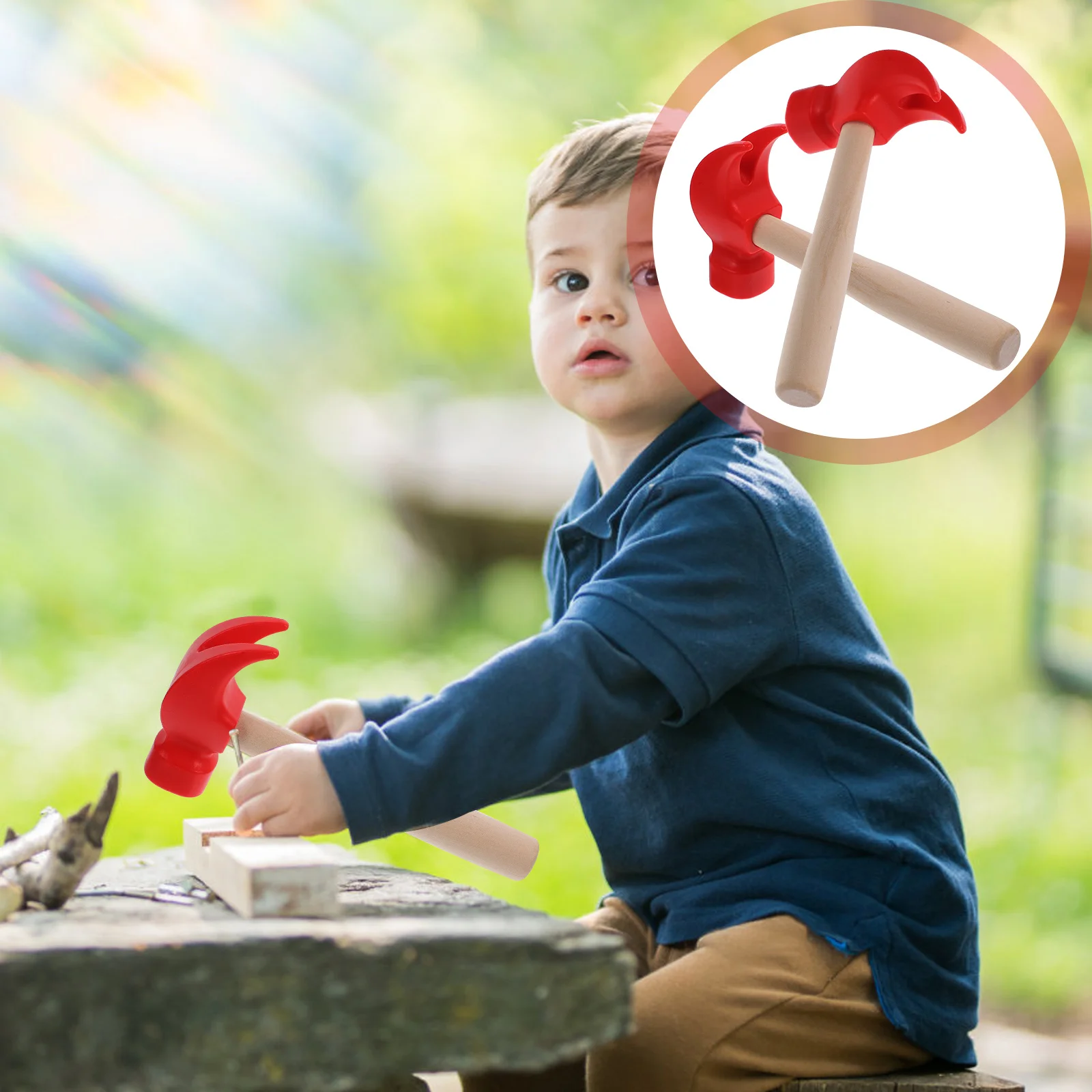 2 Pcs Children's Toy Hammer Convenient Store Fake Wood Mallet Mini Easy Hold Kids Plastic Simulation Arm