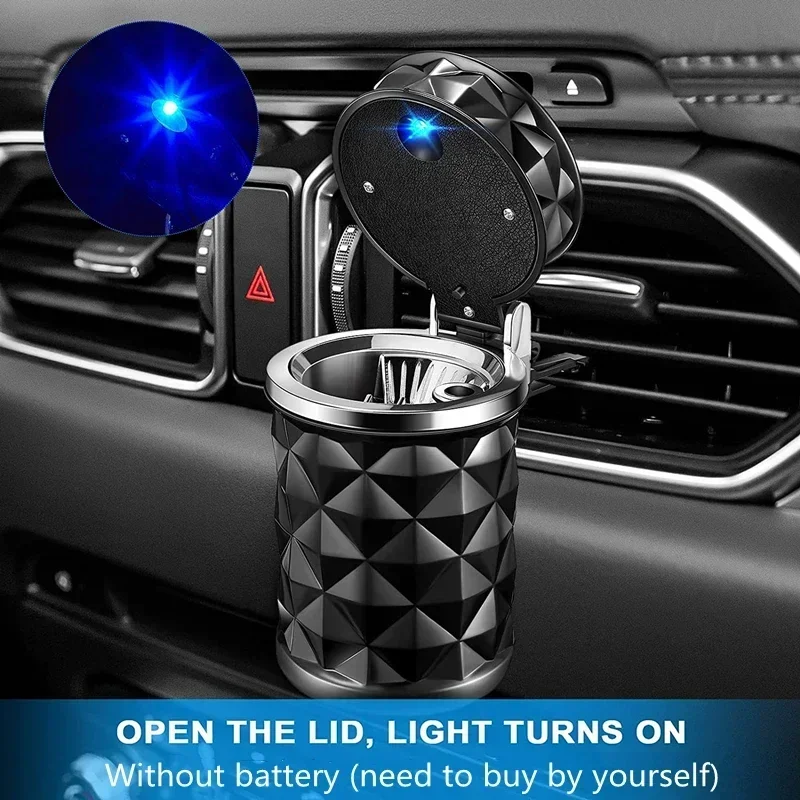 

Car Cigarette Ashtray Cup With Lid With LED Light Portable Detachable Vehicle Ashtray Holder Cigarette Ashtray Auto Accessories
