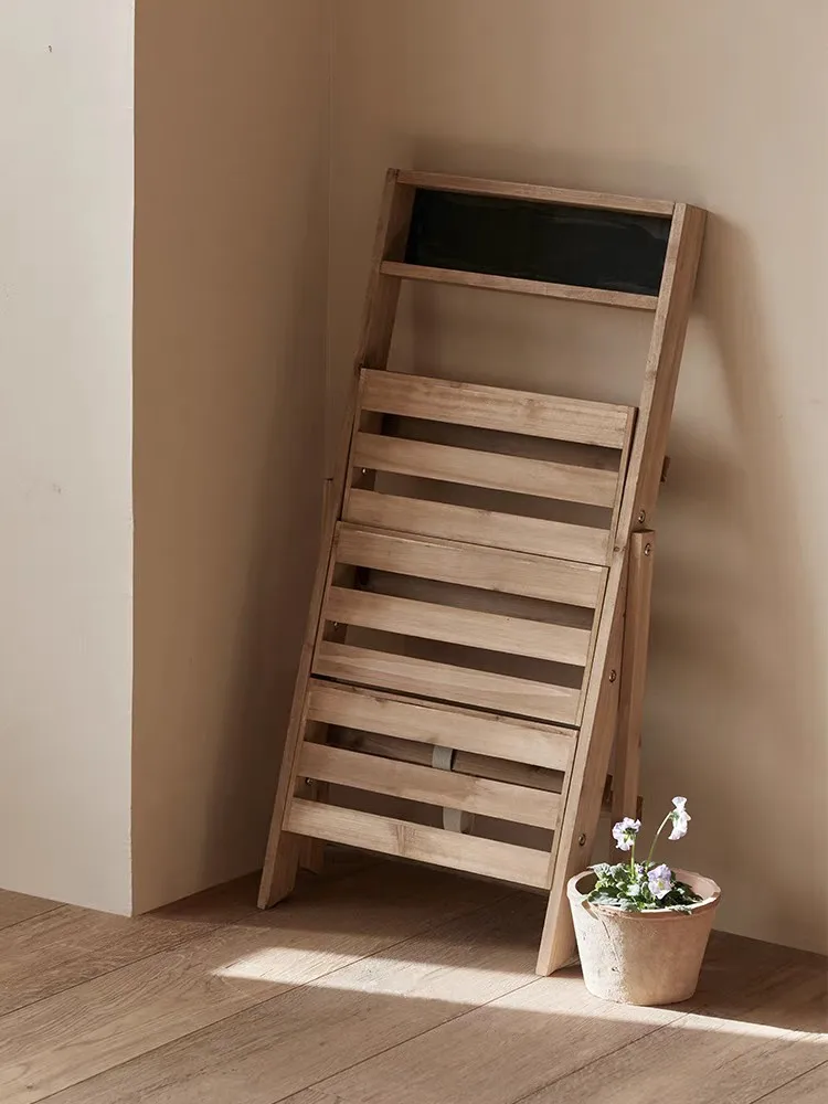 Multi-layer solid wood floor-to-ceiling  rack Balcony wooden succulent rack Folding outdoor garden multi-layer flower pot rack