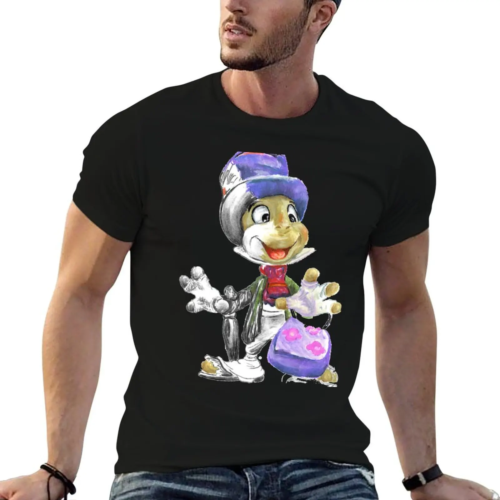 

Charcoal and Oil - Jiminy Cricket T-Shirt essential t shirt t shirts for man cotton t shirts with prints T-Shirt