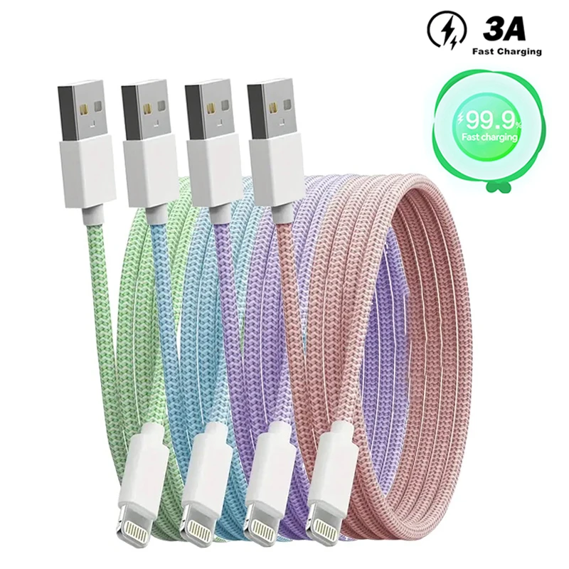 USB Cable For iPhone 14 13 12 11 Pro Max Xs 8 Plus iPad Macbook Wire 3A Fast Charging Type C To Lighting Data Cord