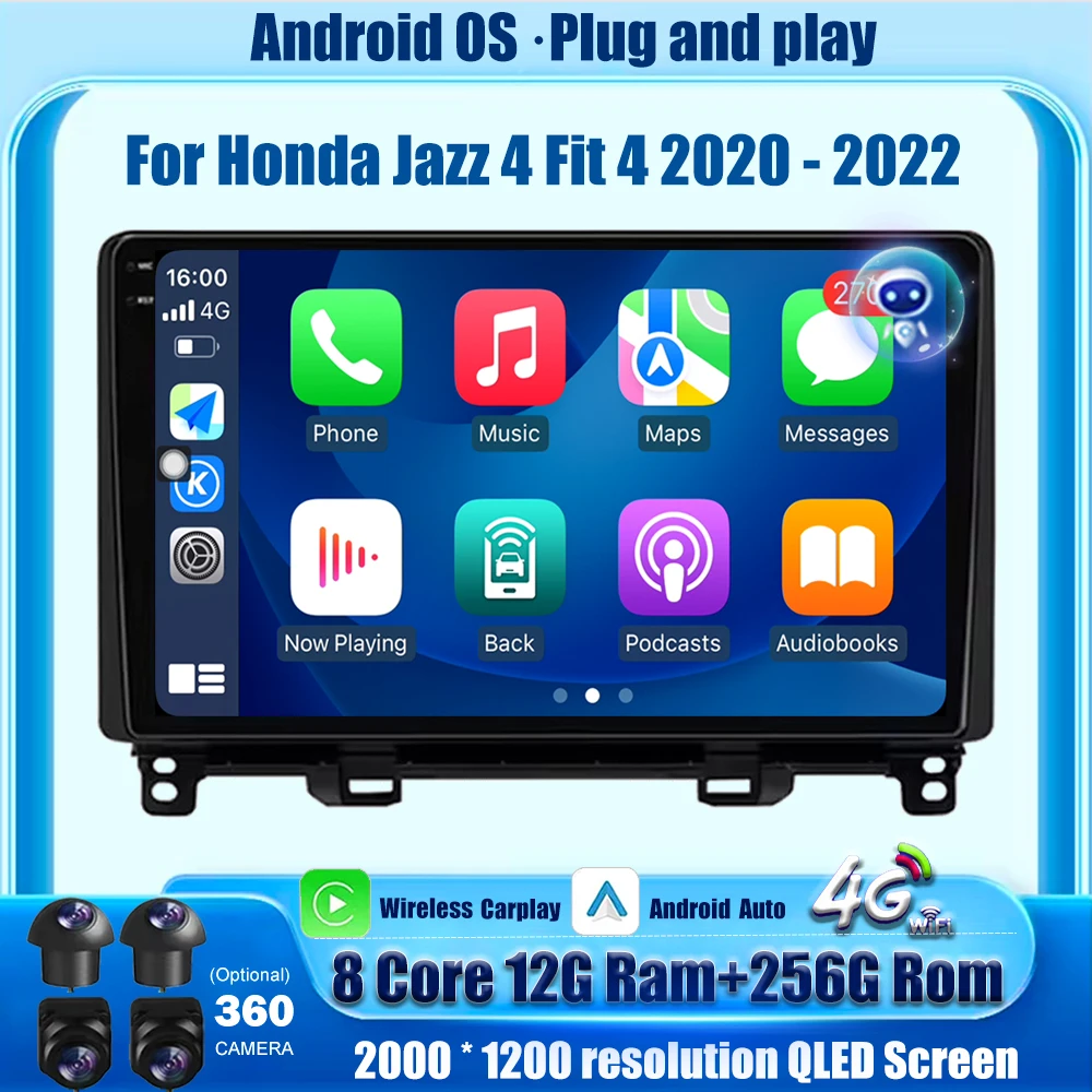 

Android 15 Carplay For Honda Jazz 4 Fit 4 2020 - 2022 Car Radio Multimedia Video Player GPS Navigation Stereo Head Unit 4G WIFI