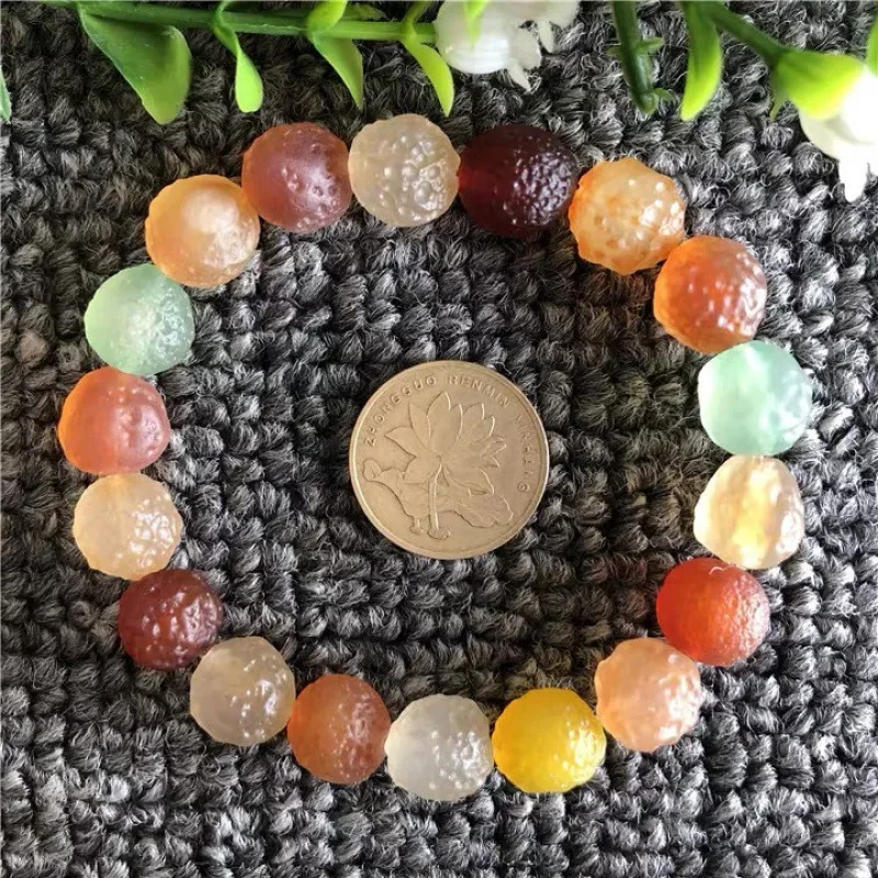 

Alashan Agate Gobi Rough Colorful Beads Exquisite Rare Stone Bracelet