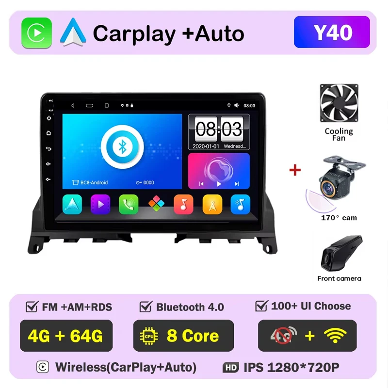 Autoradio Voor Mercedes-Benz C-Klasse W204 S204 2007-2010 Android Auto Speler Wireles Carplay 8core autoradio Multimedia Stereo