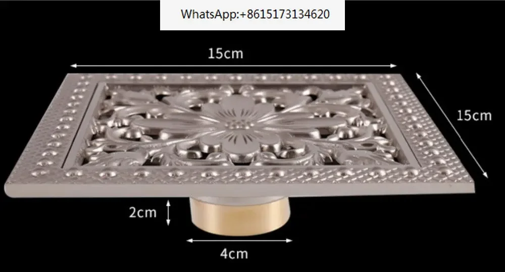 5 Colors High quality 15cm*15cm antique brass square vintage art carved floor drain cover shower waste drainer bathroom accessor