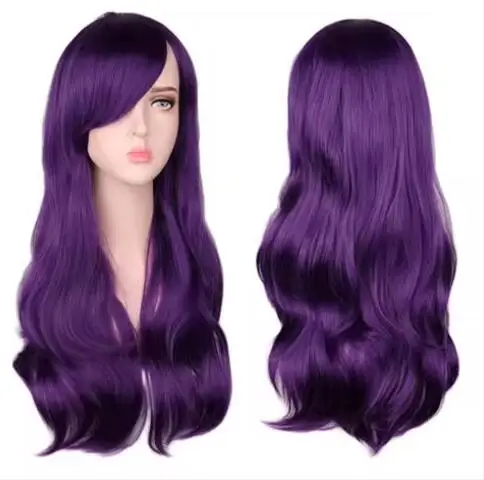 Peruca cosplay ondulada longa para mulheres, perucas de cabelo sintético, temperatura, vermelho, rosa, rosa, preto, azul, prata, cinza, marrom