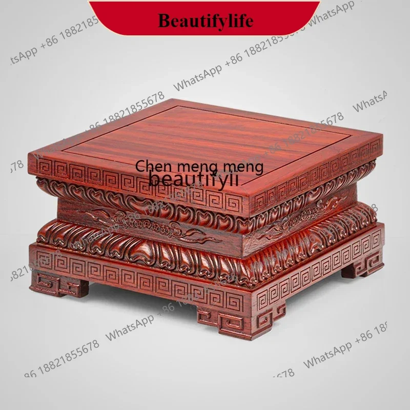 

G153 01A Solid wood Bodhisattva base, home worship God of Wealth ornament, Buddhist platform heightening base