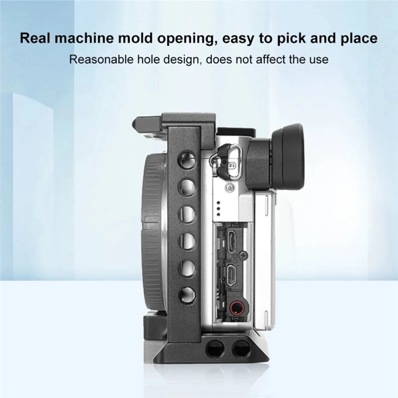 A41Z-For Sony A6400 / A6300 / A6100 / A6000 Wood Handle Metal Camera Cage Stabilizer Rig