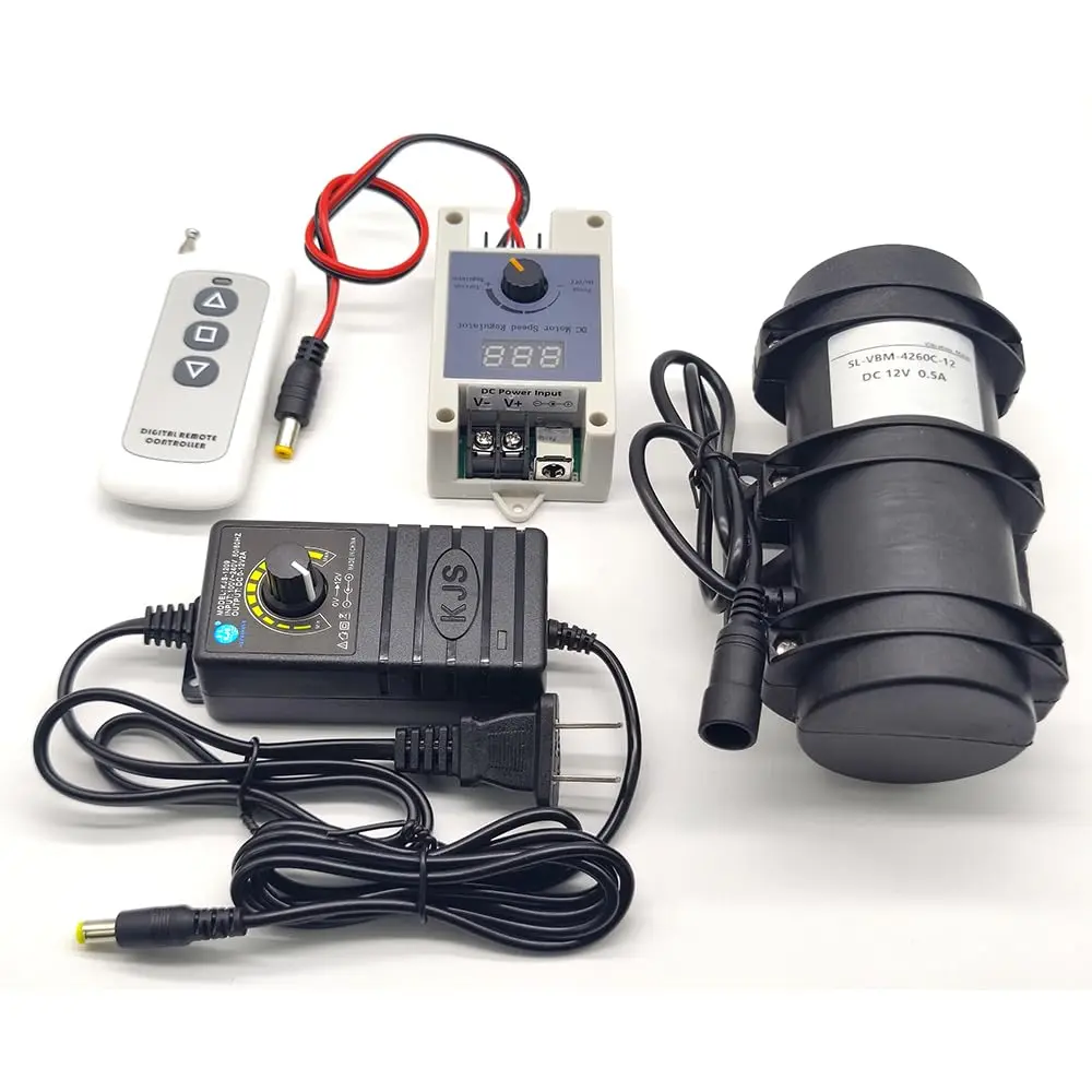 12V DC Vibrator Motor 3000RPM 15W Double Eccentric Wheel Brushed With Power Adapter With Remote Control For Massage Bed