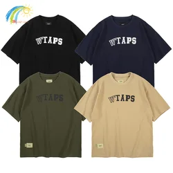 Classic Letters Logo Print WTAPS Short Sleeved T-Shirt Men Women Khaki Military Green Navy Blue White T Shirt Oversized Tee Top