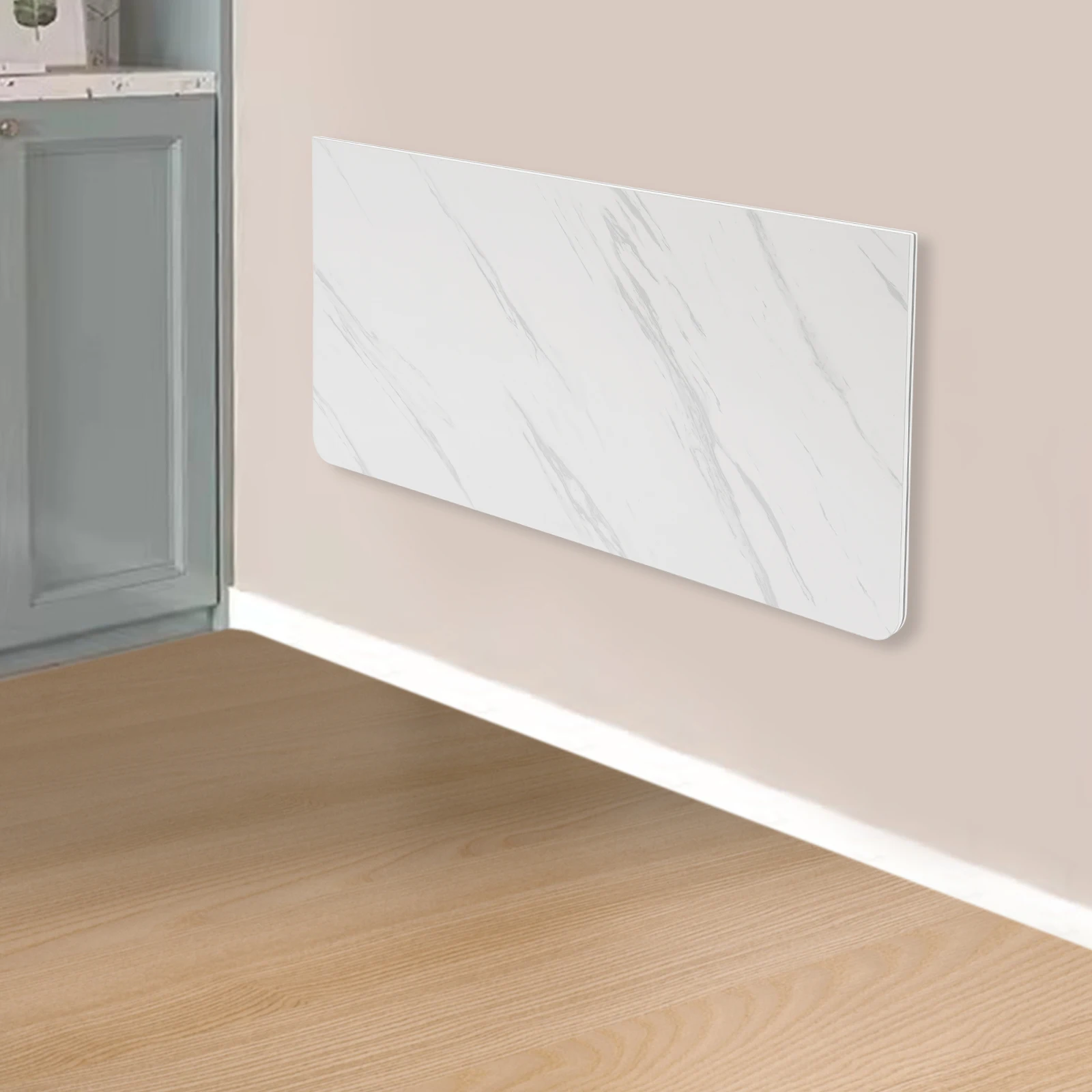 Folding Wall Desk Wall-mounted Folding Table Rectangular Construction, Sturdy Triangular Metal Brackets Wall Desk