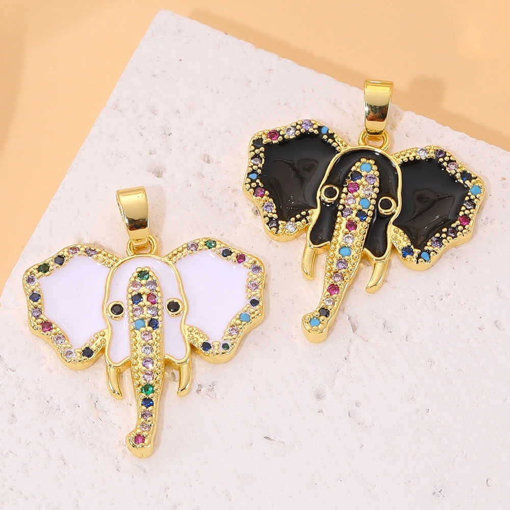 Juya Handmade Micro Pave Zircon Enamel Animal Elephant Saint Greek Evil Eye Charms For DIY Christmas Decoration Jewelry Making