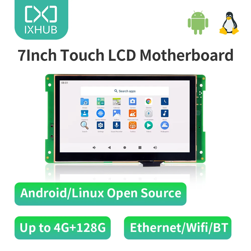 IXHUB 7 Cal komercyjny Android Linux Ubuntu inteligentny wyświetlacz Allwinner A133P IPS HMI Monitor wbity laptop dla robota