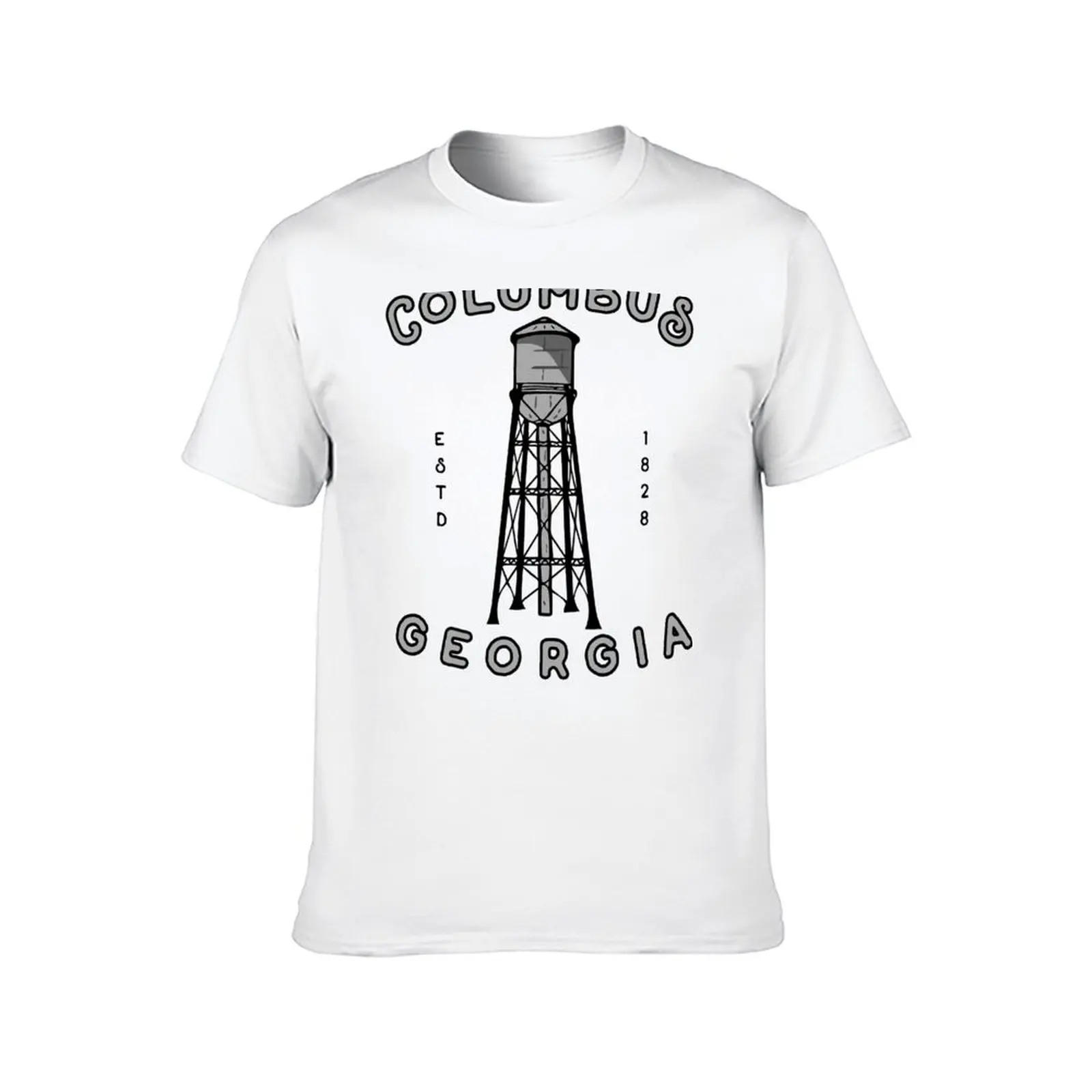 Columbus Georgia Hand Drawn Water Tower Logo T-Shirt man t shirt cotton man t-shirts blacks black t-shirts for men