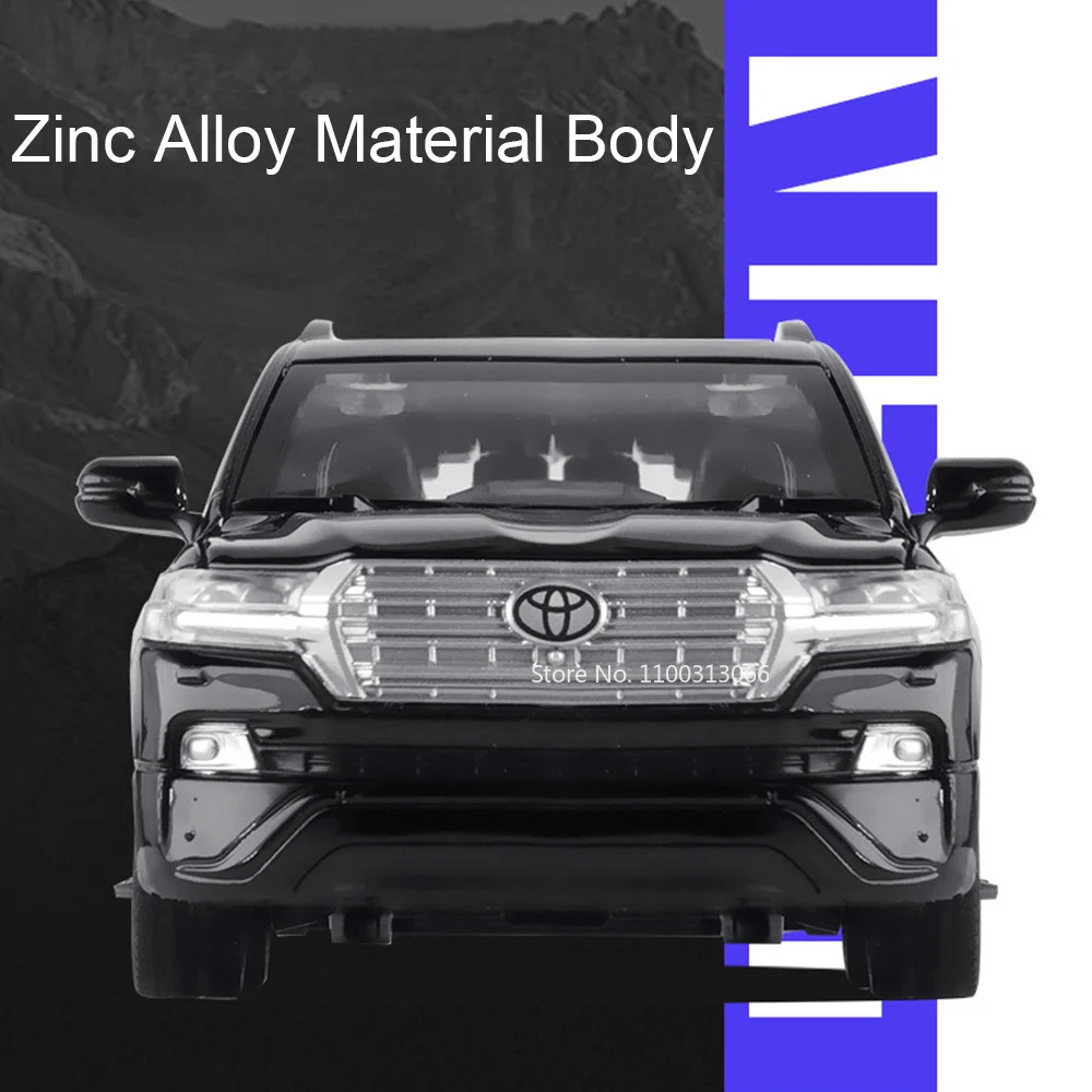 Land Cruiser Highlander en alliage 1:32, modèles de jouets, voitures, pneus en caoutchouc, véhicules miniatures, feu arrière, son SUV, cadeaux pour enfants en bas âge