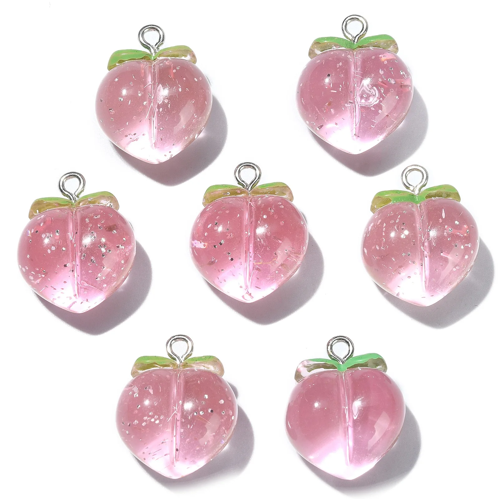 

Pandahall 10Pcs 3D Pink Peach Charms Cute Fruit Flatback Charms with Loop Resin Food Charms for Jewelry Crafting Findings