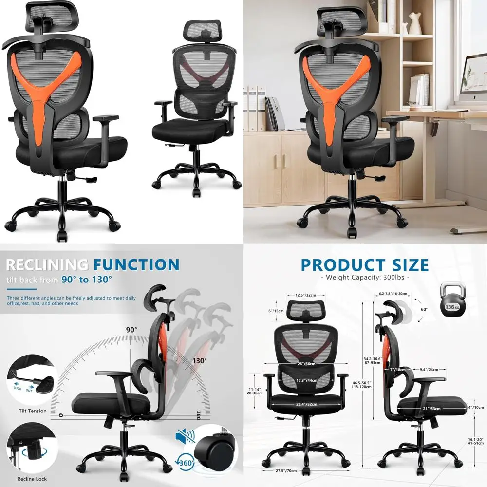 

Ergonomic High-Back Mesh Chair for Big and Tall, Comfortable Computer Desk Chair with Support