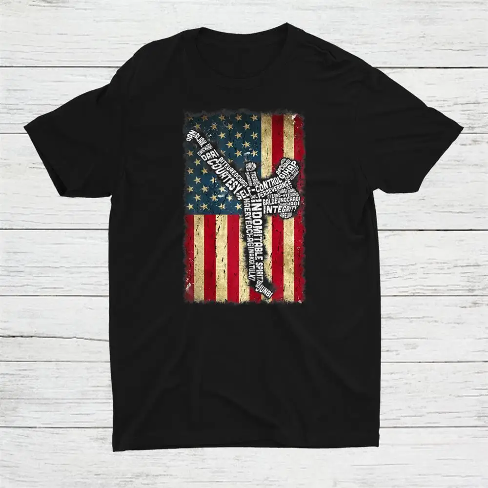 

Usa Flag Taekwondo Fighter 5 Tenets Of Tkd Unisex T-shirt S-5XL