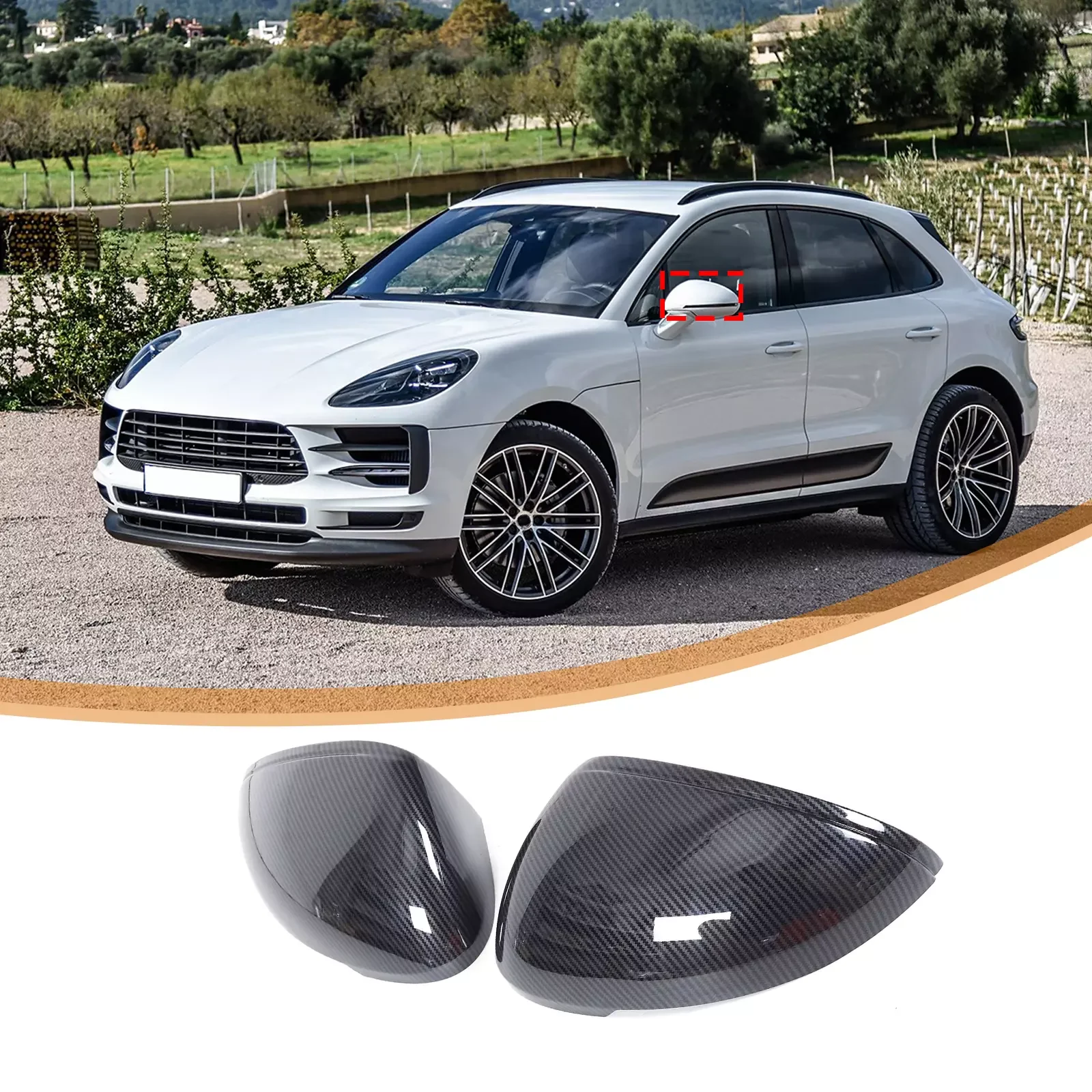 

ABS Carbon Fiber Exterior Rearview Mirror Cover Trim For Porsche Macan 2011-2021