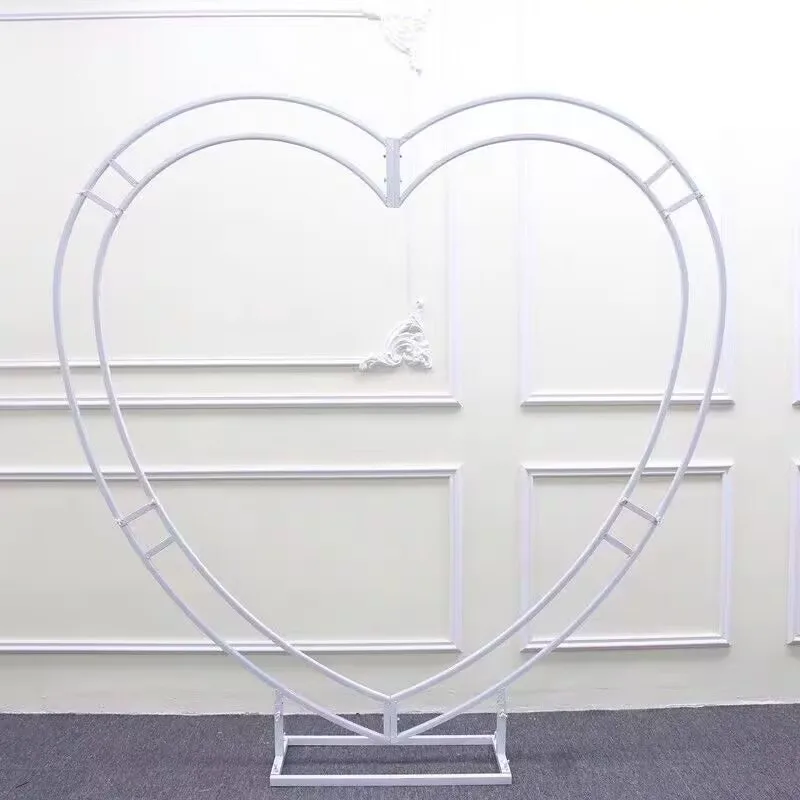 

New Heart-Shaped White Iron Wedding Love Arch Wedding Background Stage Display Stand Party Event Floral Decoration Props