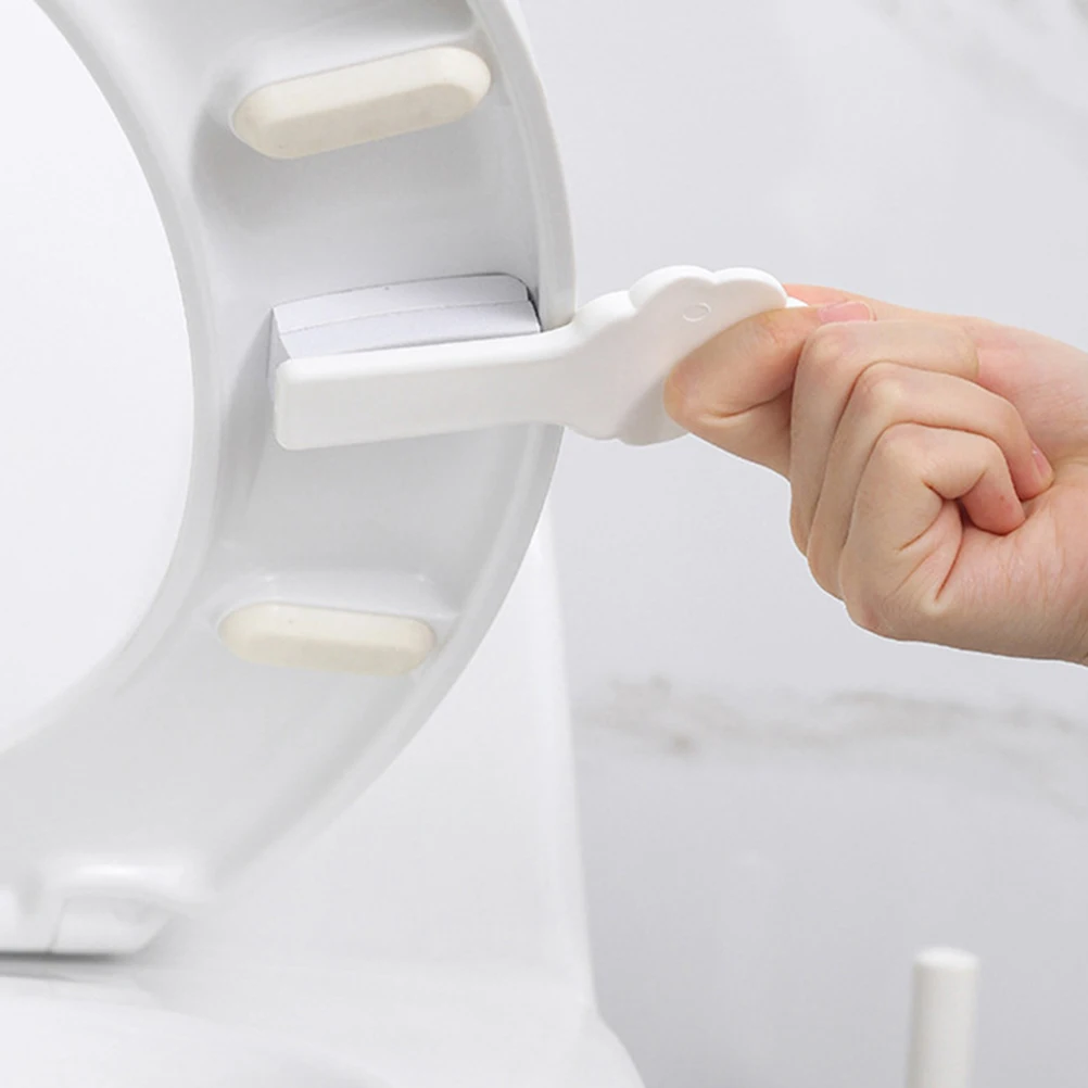 

2pcs White Potty Lifter Plastic Toilet Cover Lifter Self-Adhesive Easy Install No Touch Lift Tool For Bathroom Hygiene Seat Lid