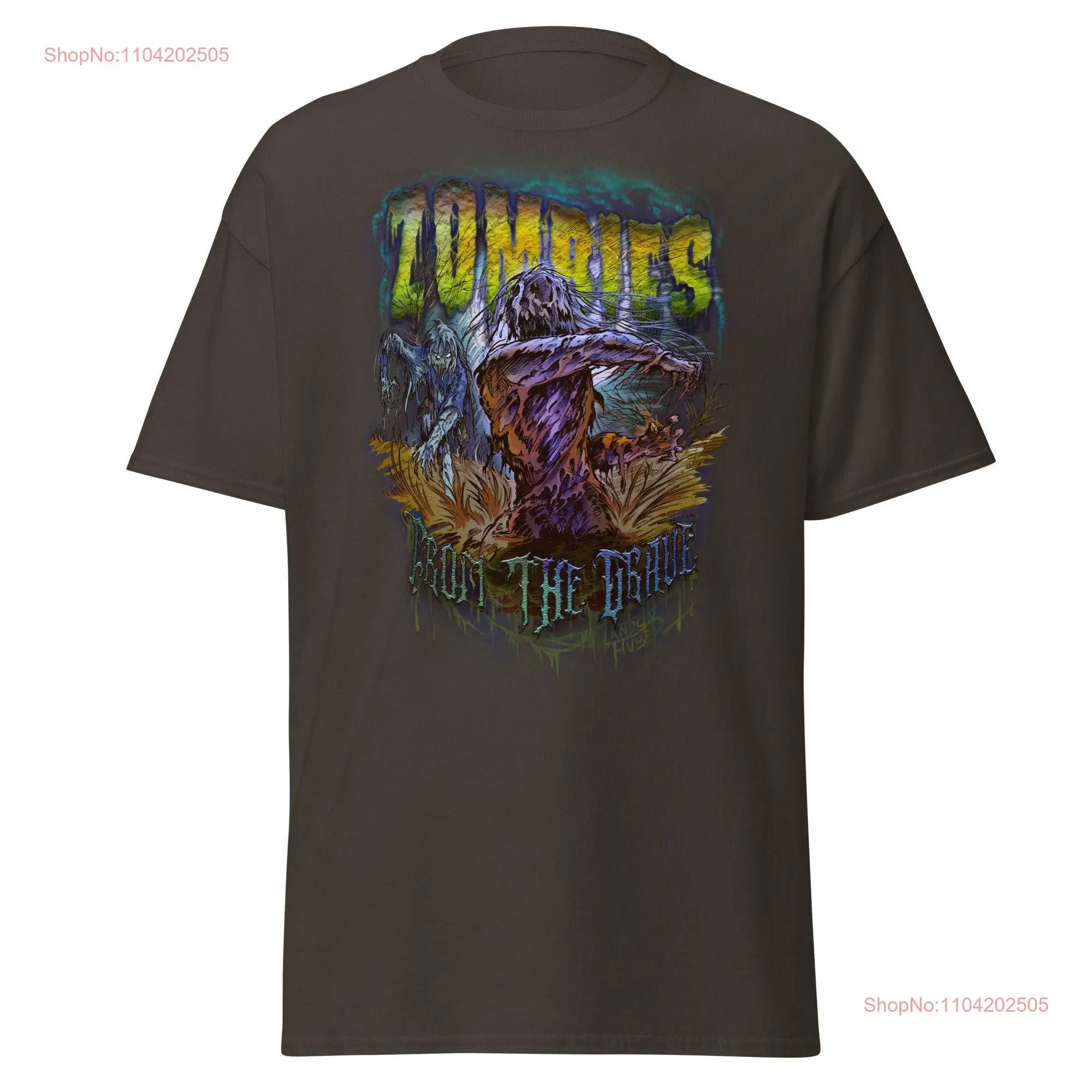 ZOMBIES from the GRAVE Spooky T Halloween shirt by Artist Landon Huber long or short sleeves