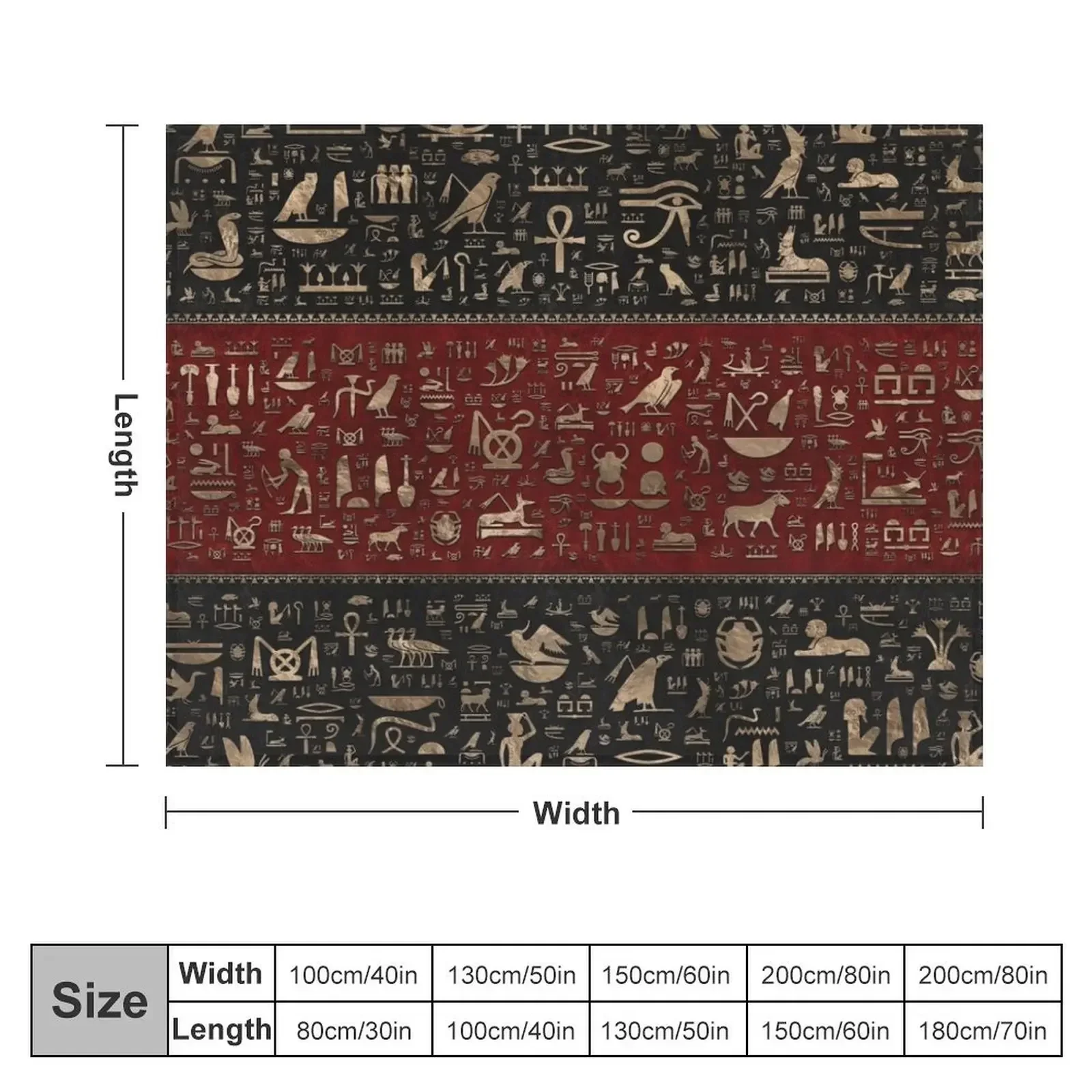 Ancient Egyptian hieroglyphs - Black and Red Leather and gold Throw Blanket Summer Decorative Throw Blankets