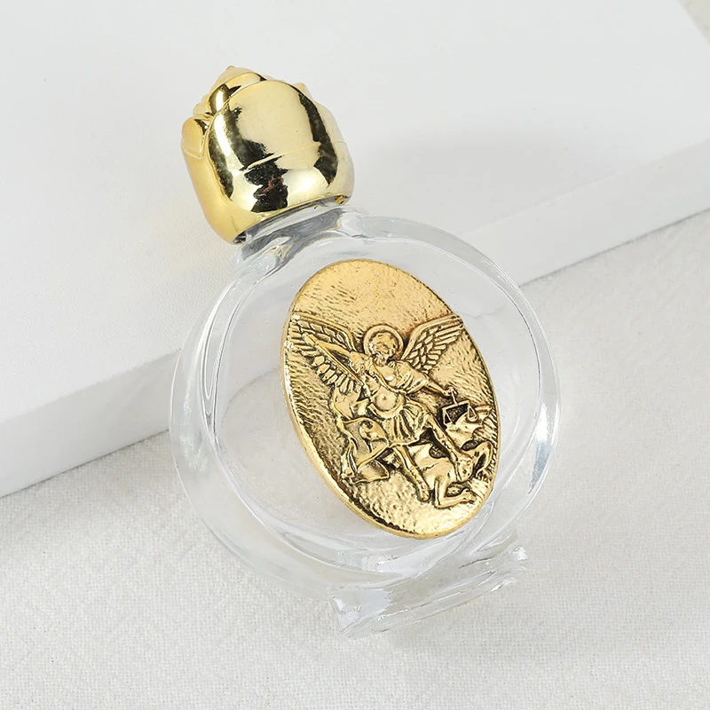 زجاجة مياه كريستال وردية ذهبية جميلة فارغة للمياه المقدسة زجاجة يسوع زجاجة دينية لوازم المعمودية المسيحية هدية #6