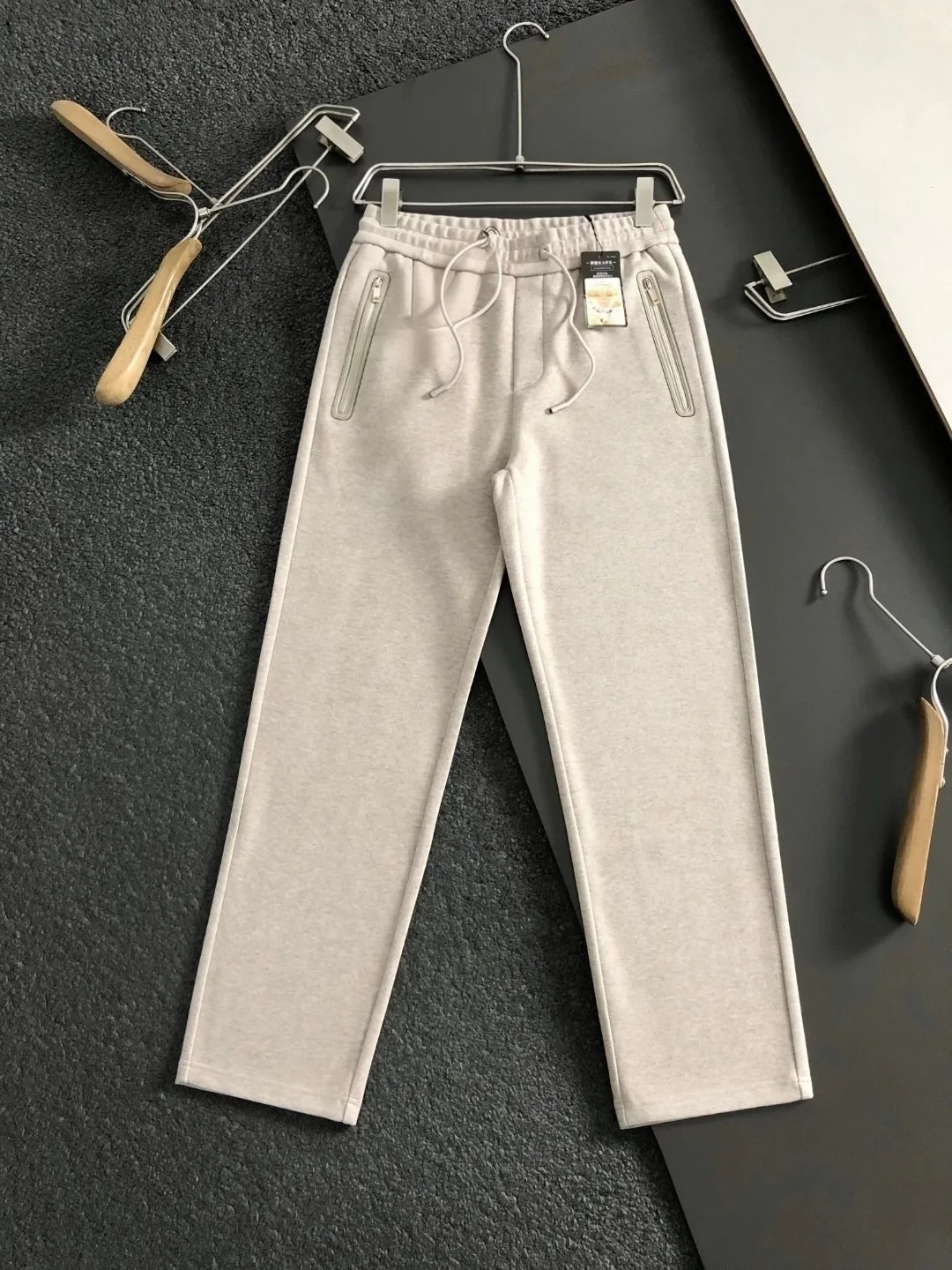 

Italian Sle Men's Autumn Winter Wool Blend Elastic Waist Dstring Straight Leg Busin Simple Warm Casual Pants