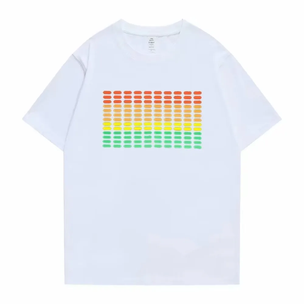 Popular Sound Active Equalizer El T-shirt Equalizer Light Up Down Led Tshirt Flashing Music Activated Led T Shirts Men Women Tee