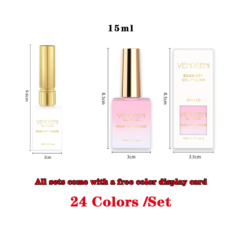 Vendeeni 24 Kleuren/Set Transparante Jelly Naakt Gel Nagellak UV LED Glitter Cat Eye Magnetische Nagellak Met kleurenkaart