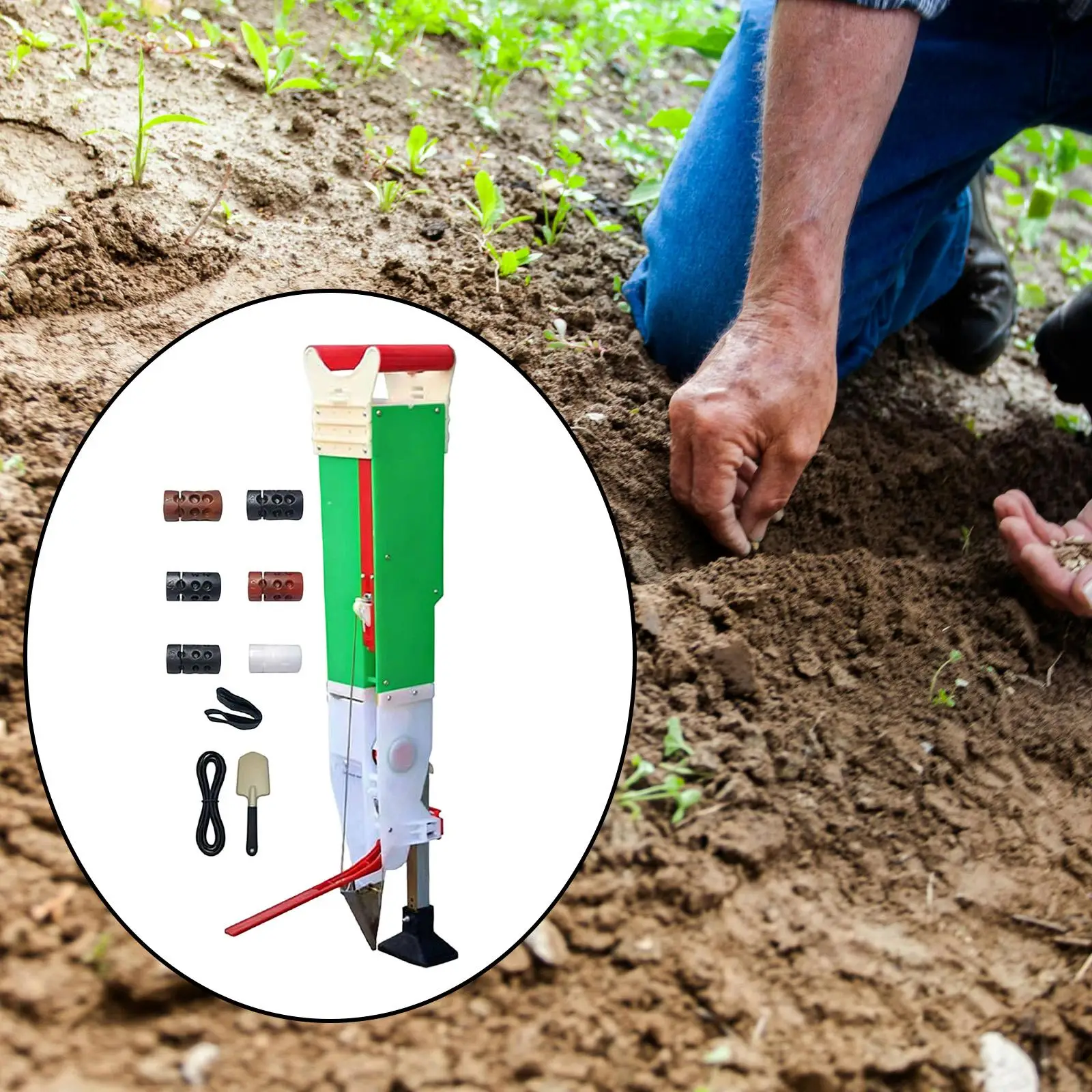 Manual Seeder Seeding Machine Reusable Adjustable Handheld Fertilizer Spreader Fertilizer Dispenser for Household Peanut Patio