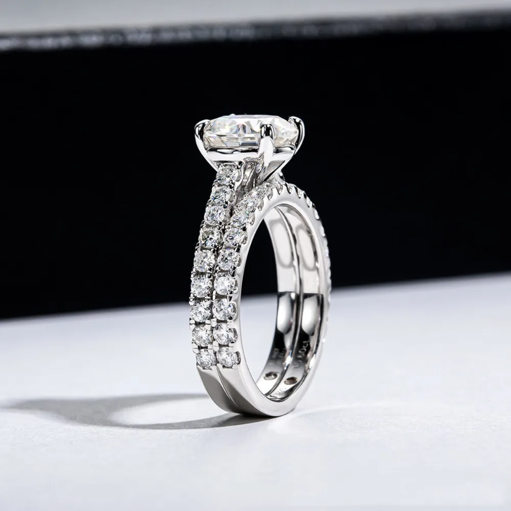 3CT Full Moissanite Ring Sets For Women 925 Sterling Silver Diamond Engagement Wedding Band Gift Jewelry GRA Certified Wholesale