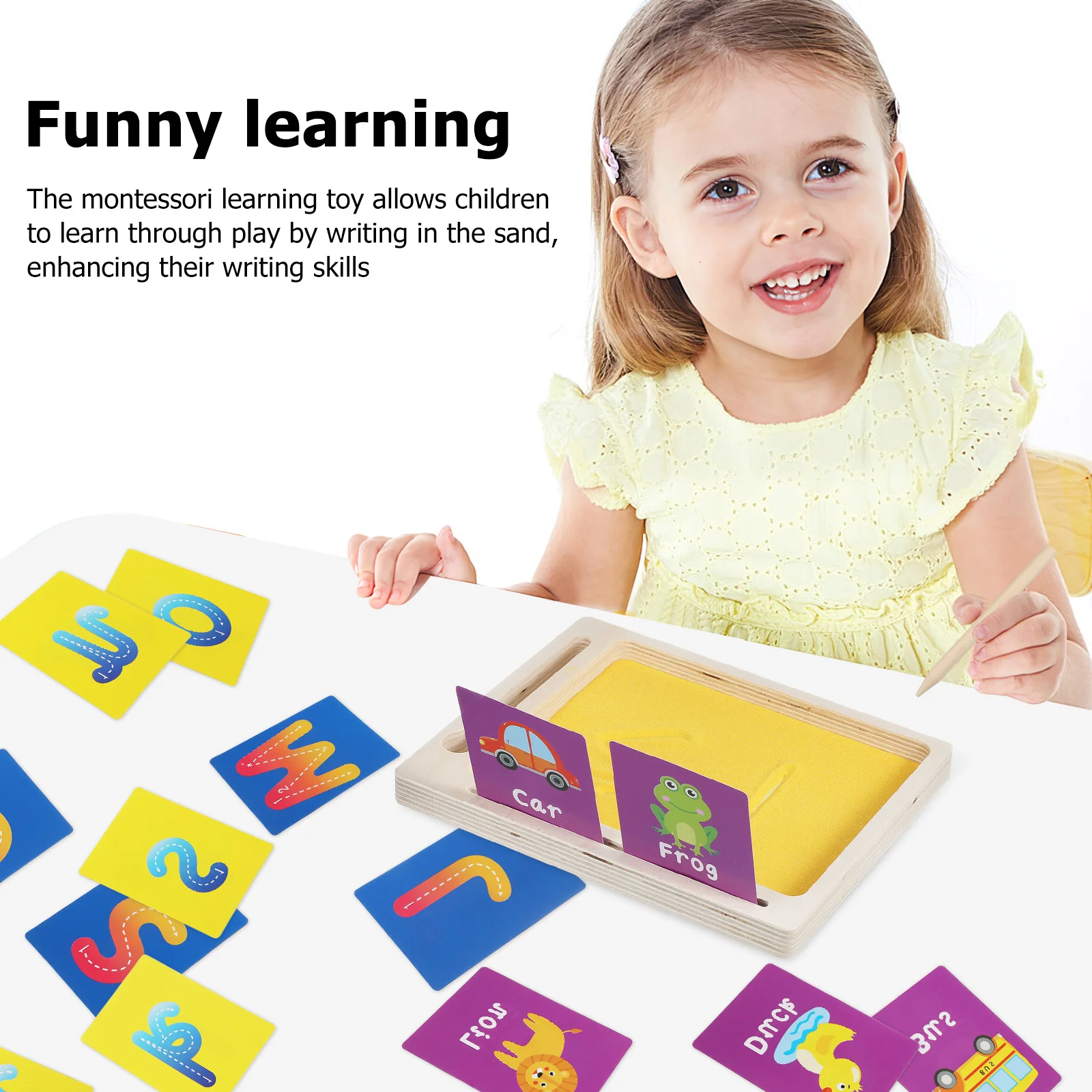 صينية رملية من BCOATH Montessori لعبة ممارسة الكتابة الخشبية ولوحة تتبع الحروف هدية تعليمية للفصول الدراسية للأطفال #3