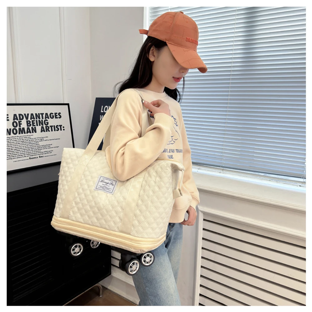 New Oxford Wheeled Travel Bag Hand Luggage Large Solid Colors Female Bags Essentials for Travel Woman Shoulder Handbags for Gym