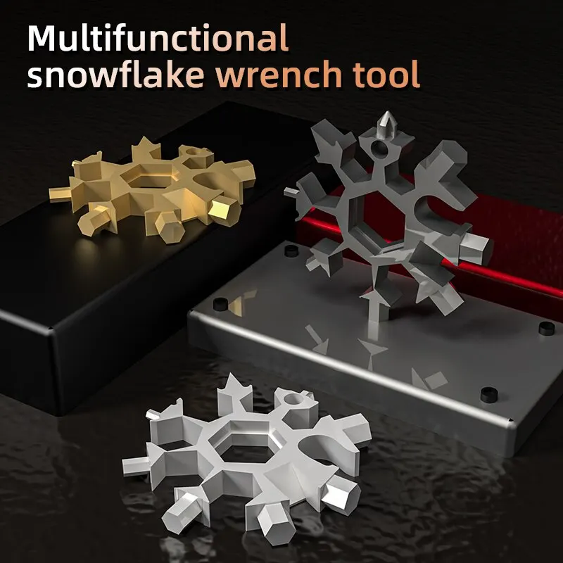 Universal Portable 18 In1 EDC Snowflake Torque Wrench Multi Tool Stainless Steel Tools Set Multifunction Hand Tools Manual Tool