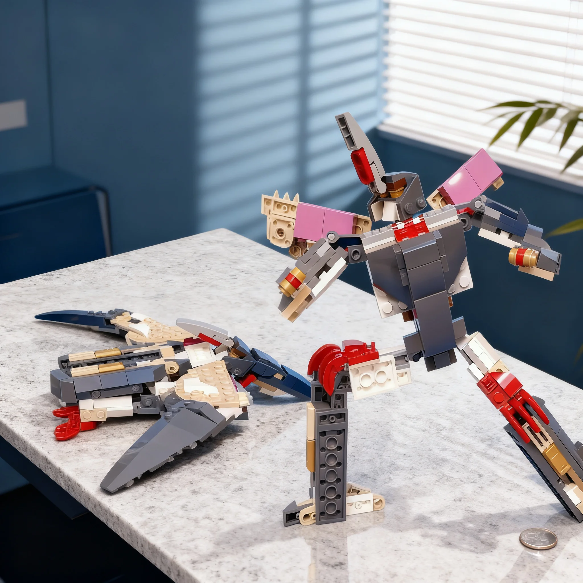 280pcs MOC Creator Creator 3-in-1 Dinobot Swoop Transformer Pteranodon Using Creator Model Building Blocks Assemble Craft Idea