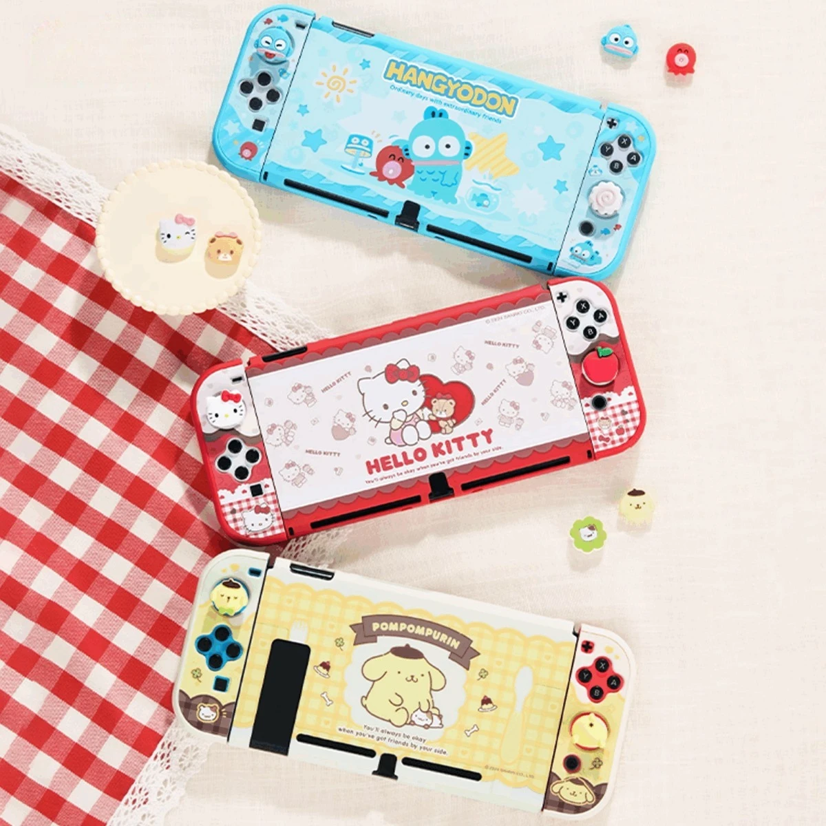 Kawaii Hello Cute Kittyt Kuromi Cinnamoroll Hard Case for Switch OLED NS2 Protective Shell Cute Accessory Birthday Gift