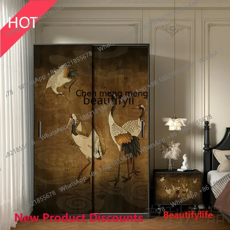 

z11New Chinese solid wood wardrobe French medieval wardrobe bedroom wall storage side cabinet