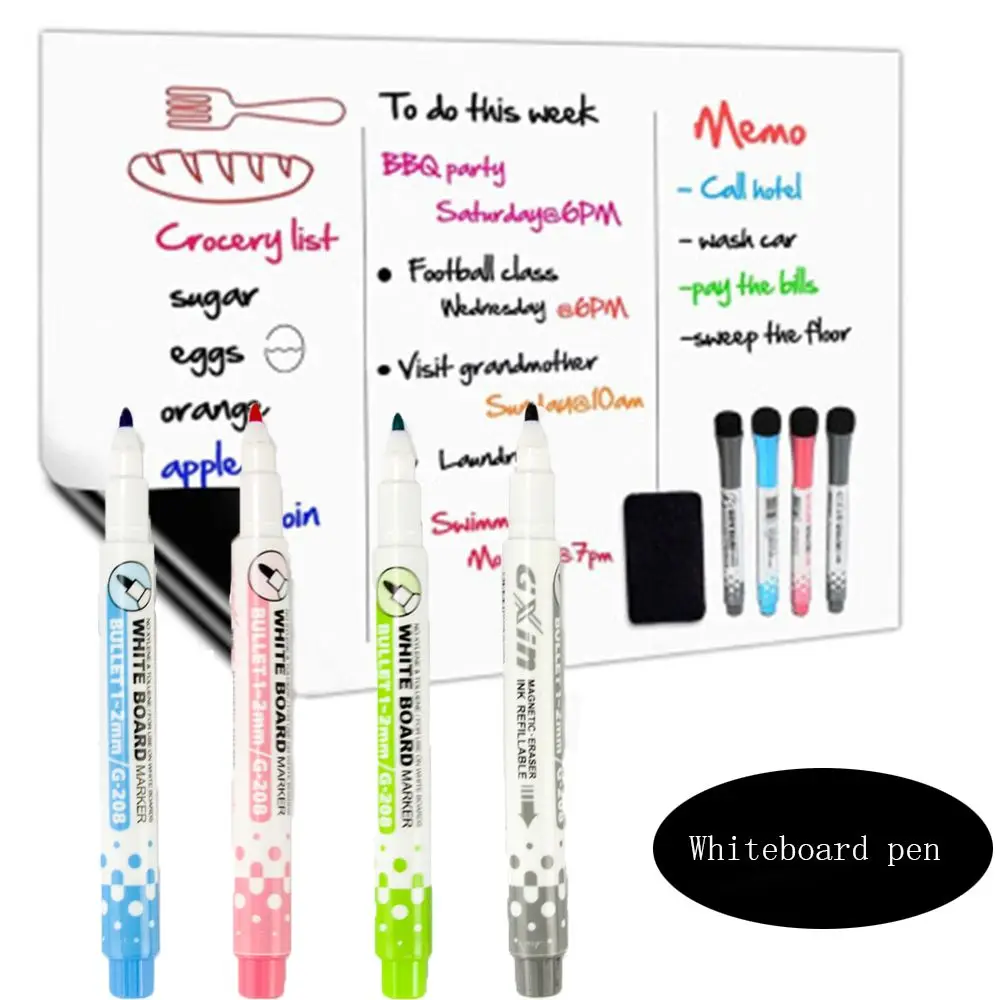 Non-toxic Gifts Fridge Writing Magnets Record Magnetic Whiteboard Marker Erasable Whiteboard Pen