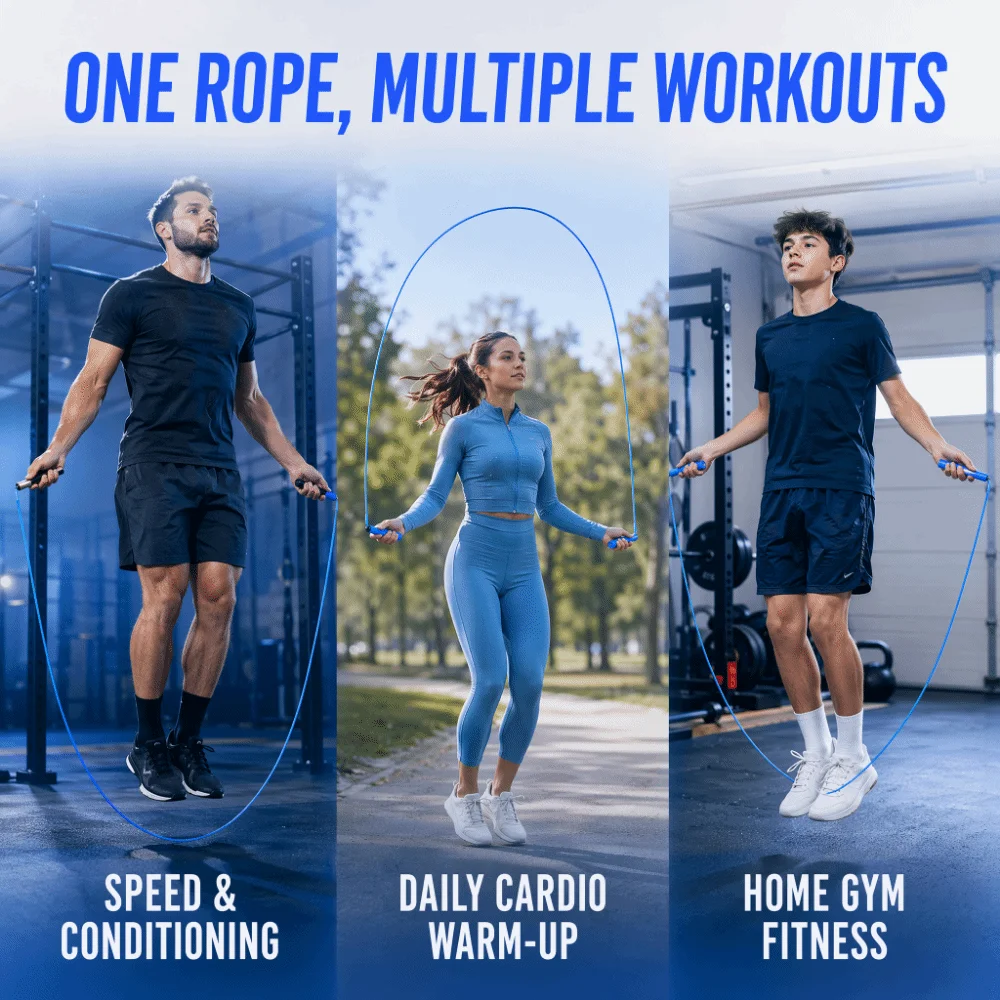 Portable Steel Wire Jump Rope Adjustable Length Tangle-Free Skipping Rope PVC Coated Fitness Jump Rope Fitness Training