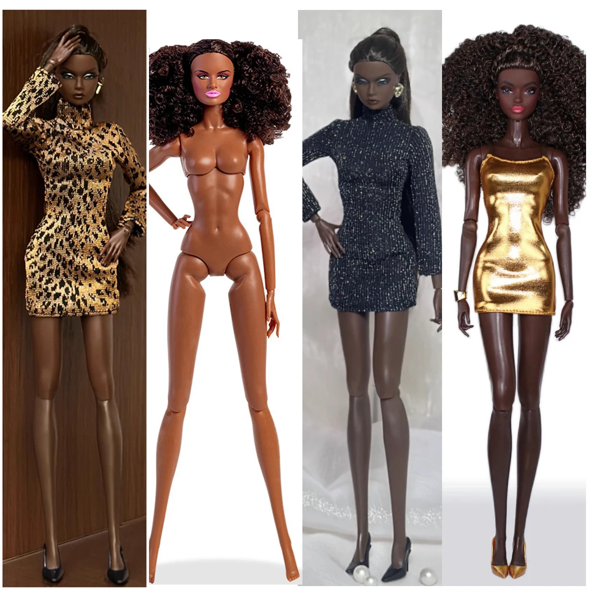 

2025 New Listed 32cm FR Supermodel Doll Toy 1/6 BJD Nude Vegan Body Figure Toy Black Skin Curly Hair Dress Up Toy Collector Gift