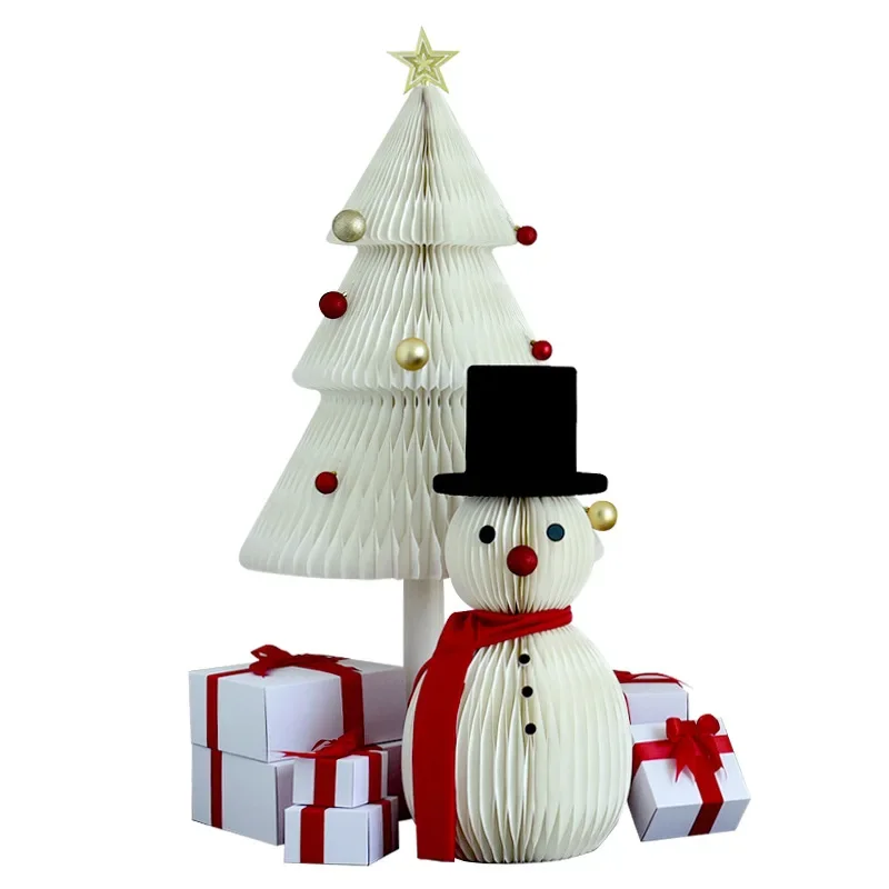 

Winter decorations, red paper art, Christmas tree modeling scene layout, winter window