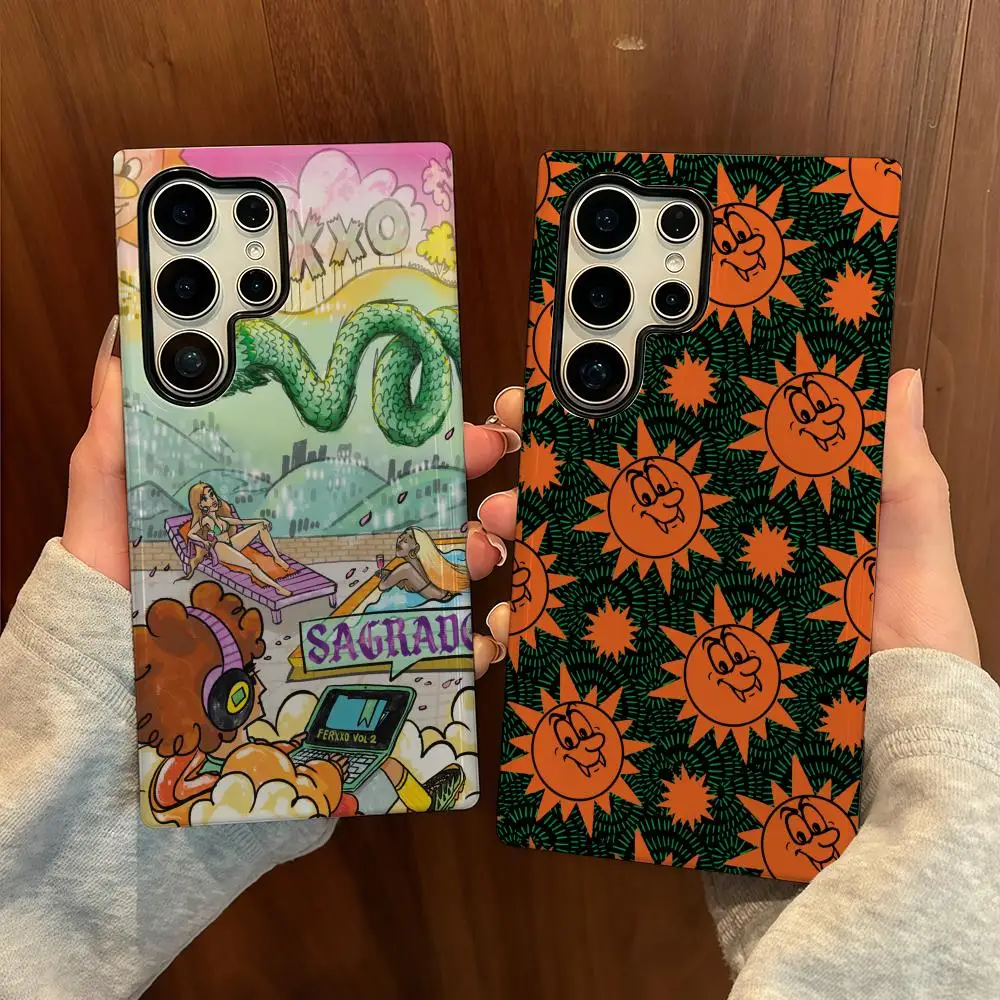 

Чехол для телефона Feid Ferxxo Vol X Sagrado для Samsung S25, пленочный корпус, роскошный GalaxyS24Ultra 23plus S22 21 A56 36 26 16, двухслойный C