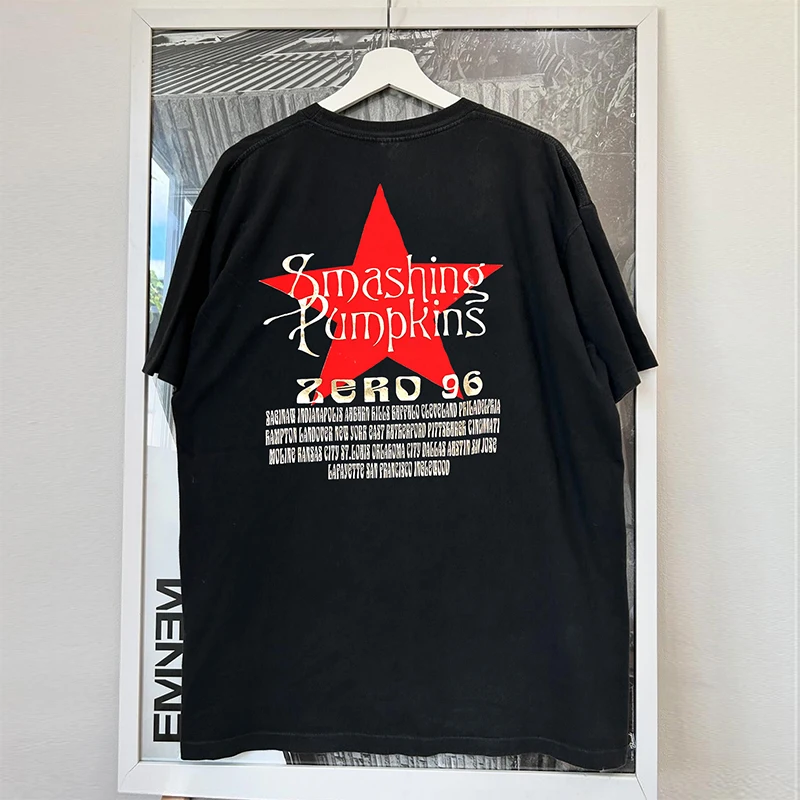 Smashing Pumpkins Pure Cotton Short Sleeve T-Shirt Vintage American Retro Half Sleeve Trendy Youth Summer Casual round Neck