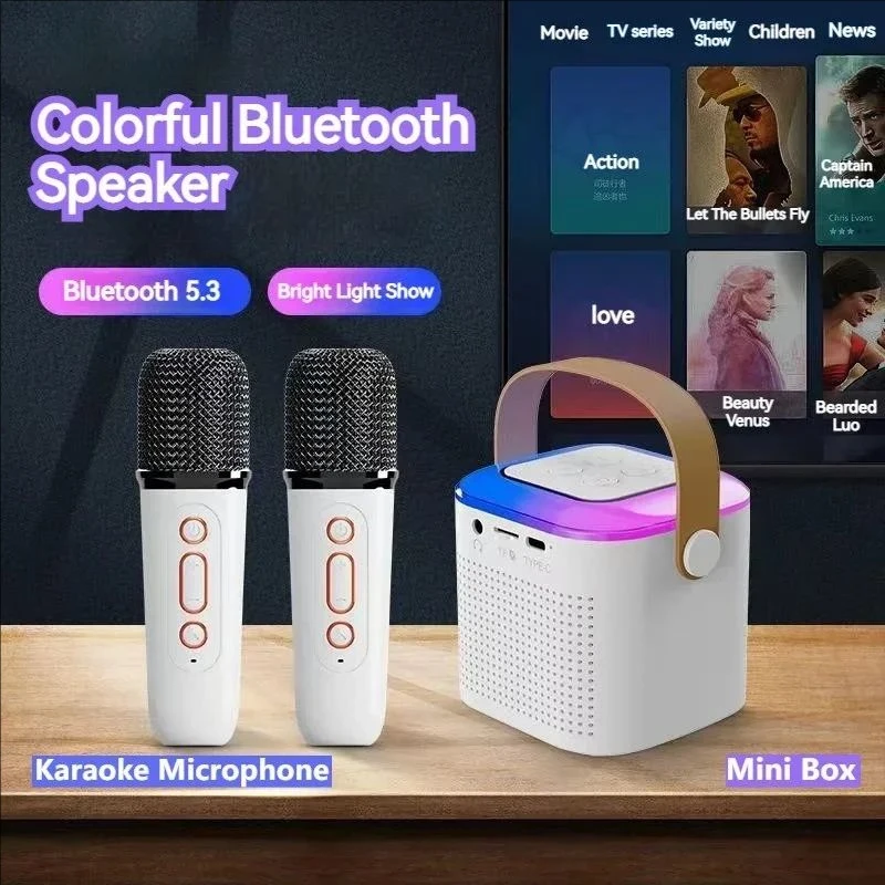 Newest Hot Bluetooth Speaker Portable Home Cute Karaoke Mini Wireless Audio with Microphone K Song Family Singing Machine