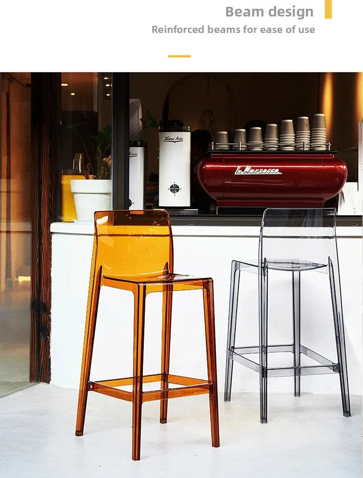 Clear Acrylic Modern Bar Stool Ergonomic Counter Height Chair Stylish Kitchen Island Seating for Home Furniture & Cafe Decor