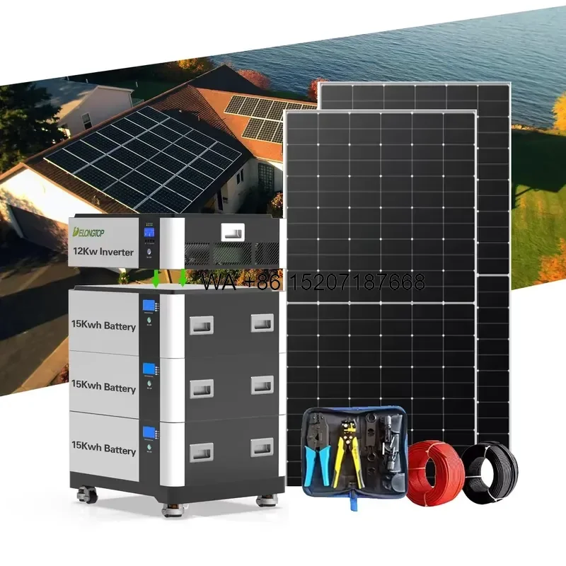 Wmwmnu 51.2V 300AH 15KWH Stackable Energy Storage Solar Battery with 10KW 12KW Hybrid Inverter All in One System CAN Bus for