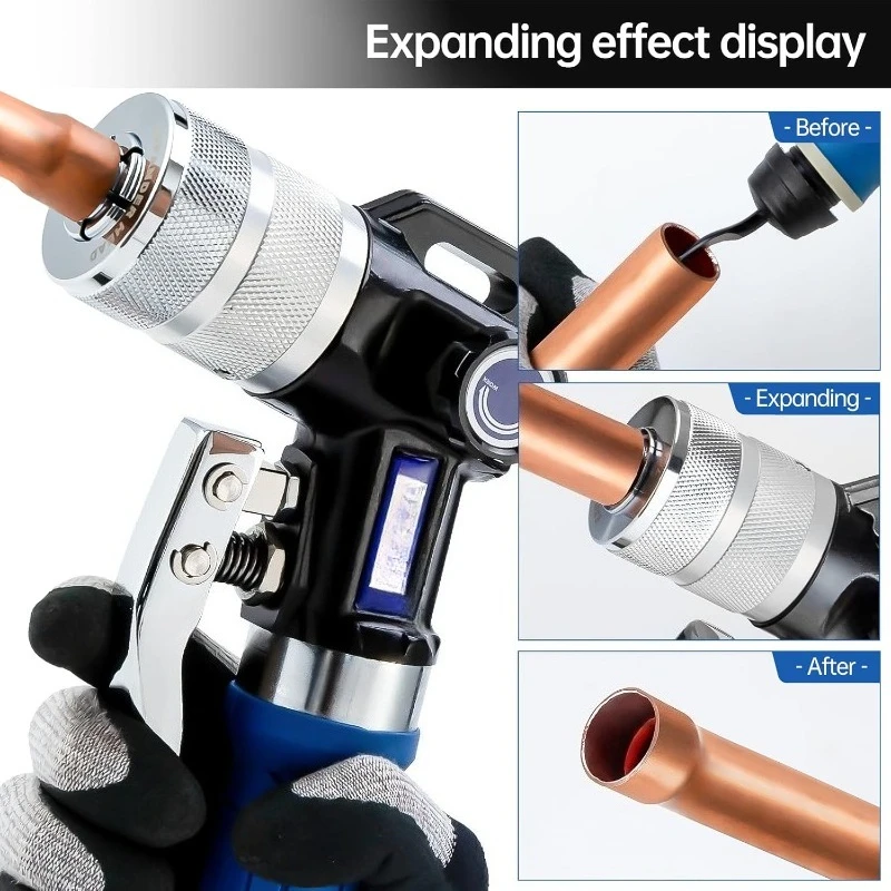 مجموعة أدوات التأرجح الهيدروليكي HVAC لأنابيب النحاس توسيع 3 8 بوصة إلى 1-5/8 بوصة، مع 11 قطعة فكي توسيع